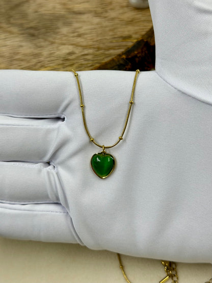 Emerald Green Oval Gold Chain