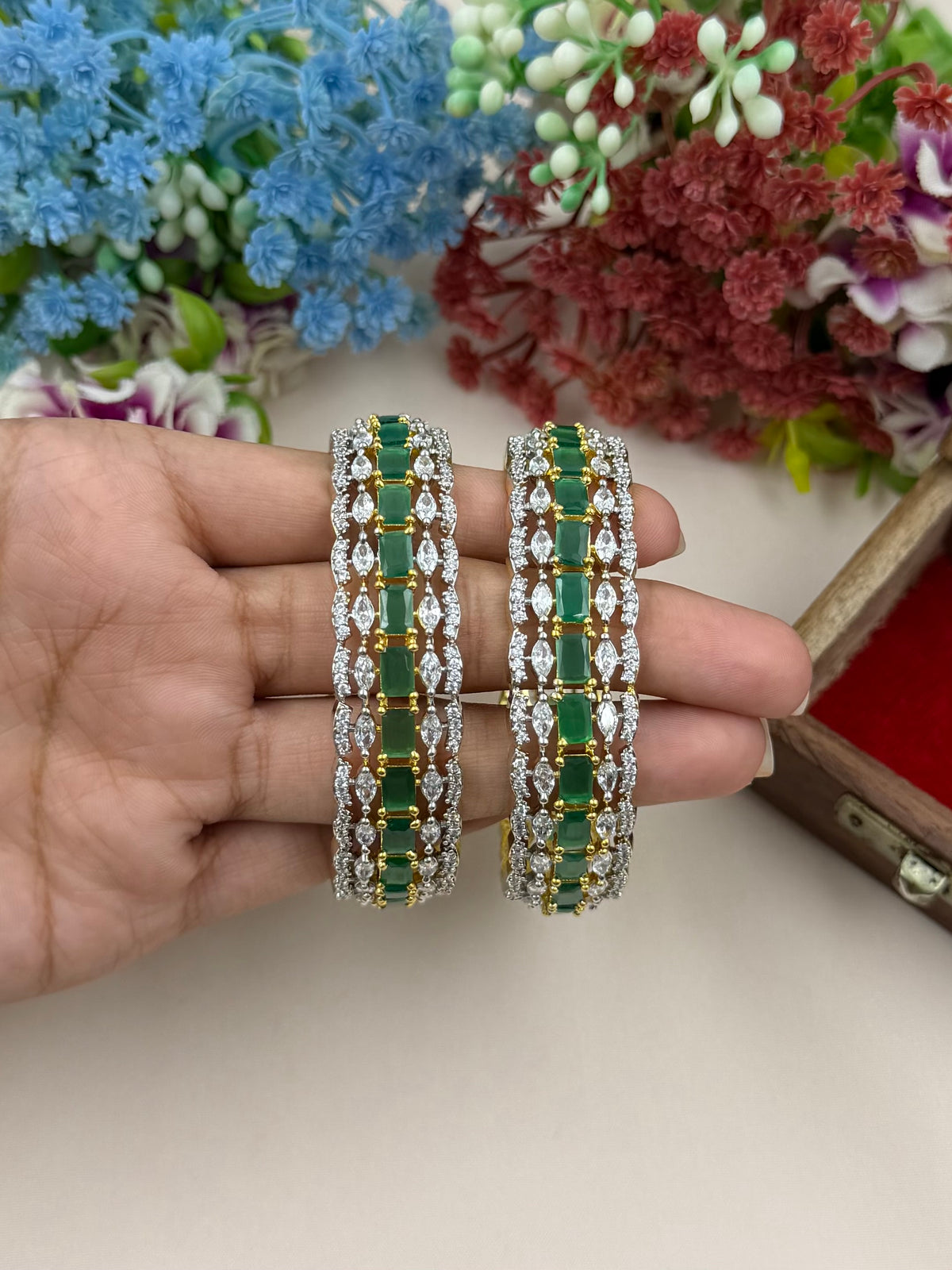 Harshada American Diamond Two Tone Bangles