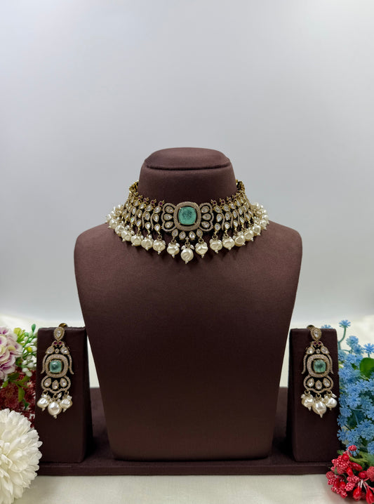 Niyati Victorian Jaipuri Kundan Choker Necklace Set