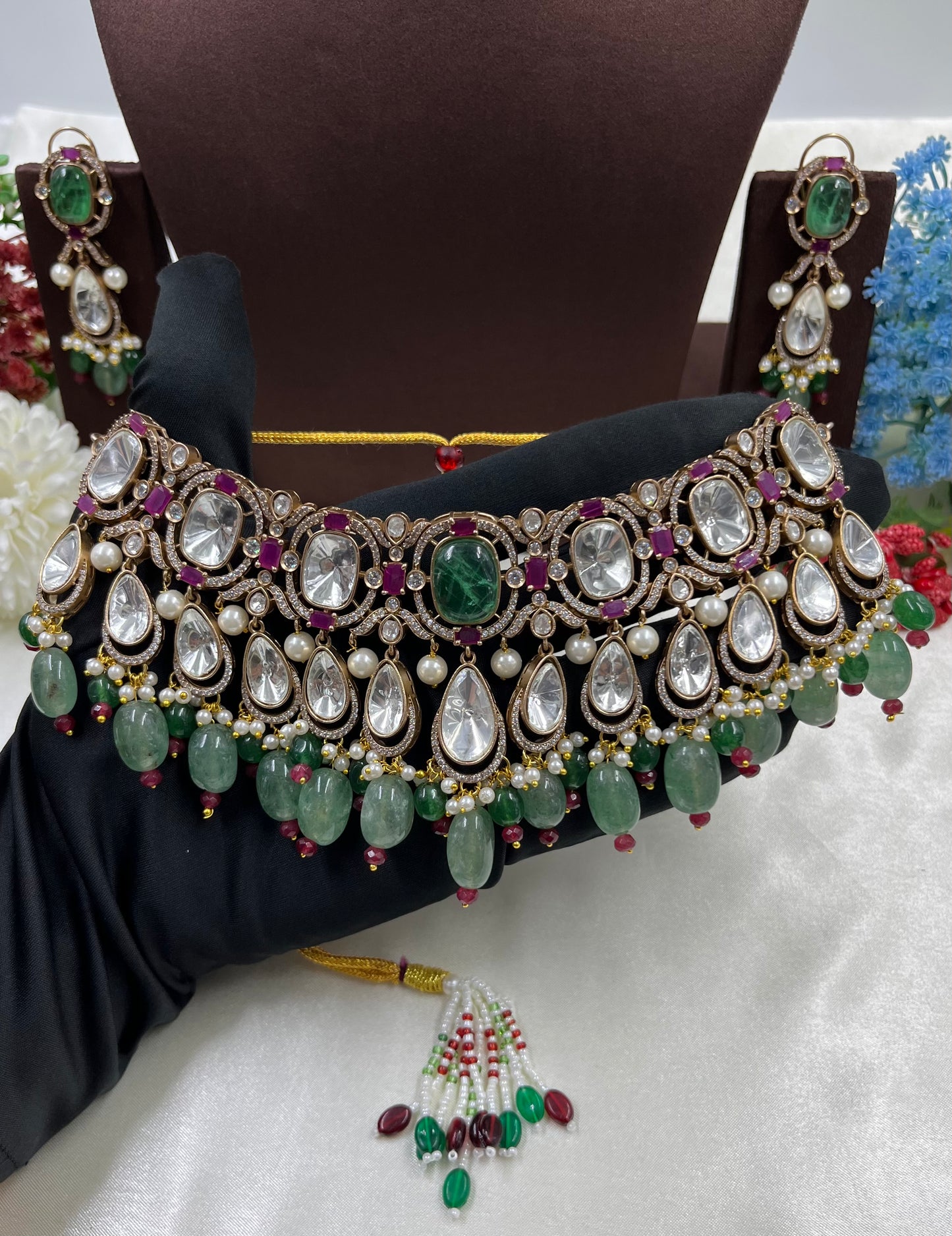 Brinda Jaipuri Moissanite Kundan Choker Necklace