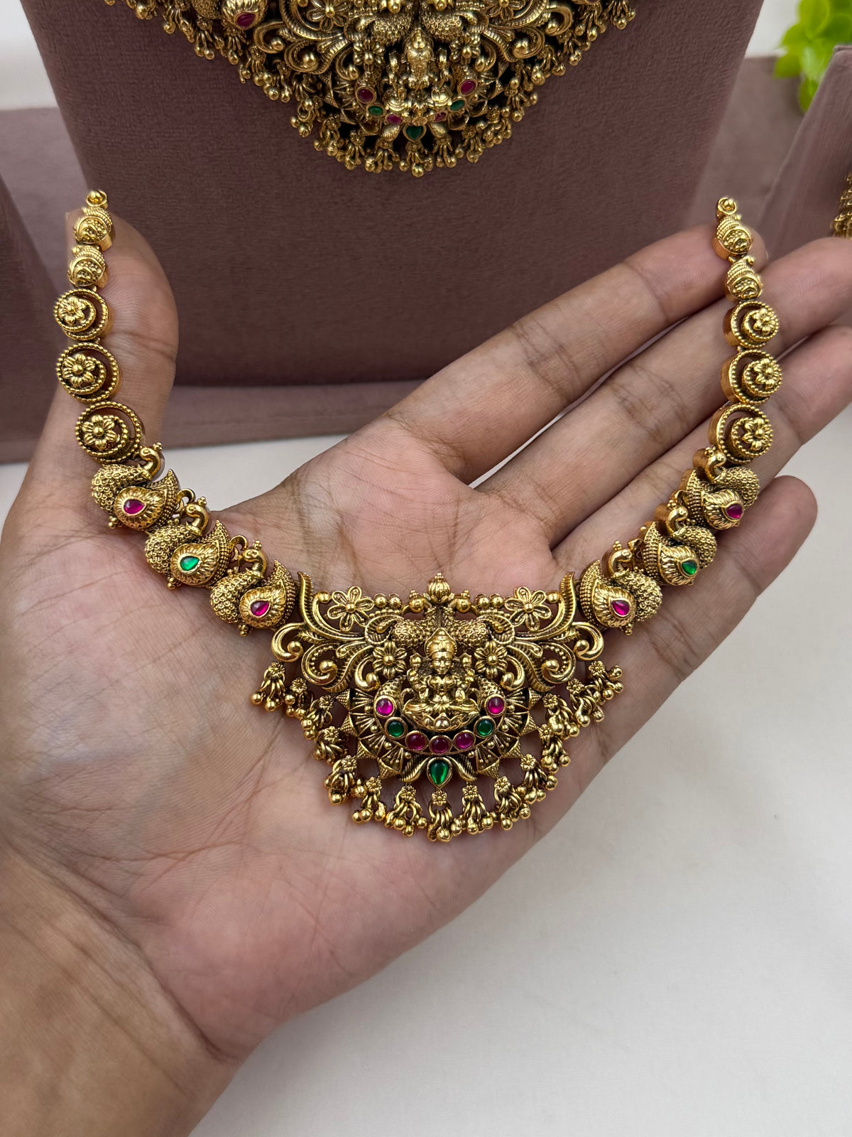 Maheshwari South Temple Combo Necklace Set
