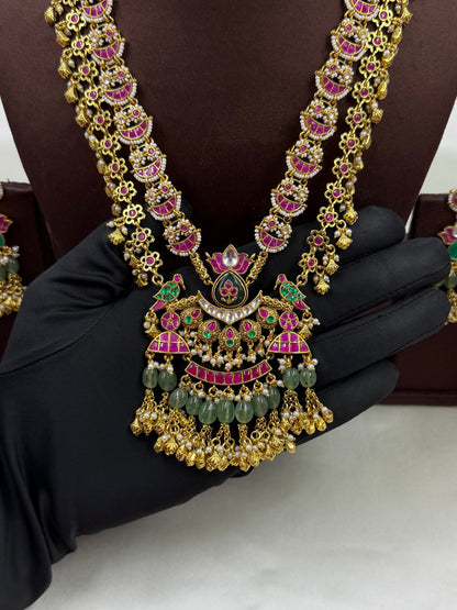 Dipti Pachi Kundan Semi Long Necklace Set