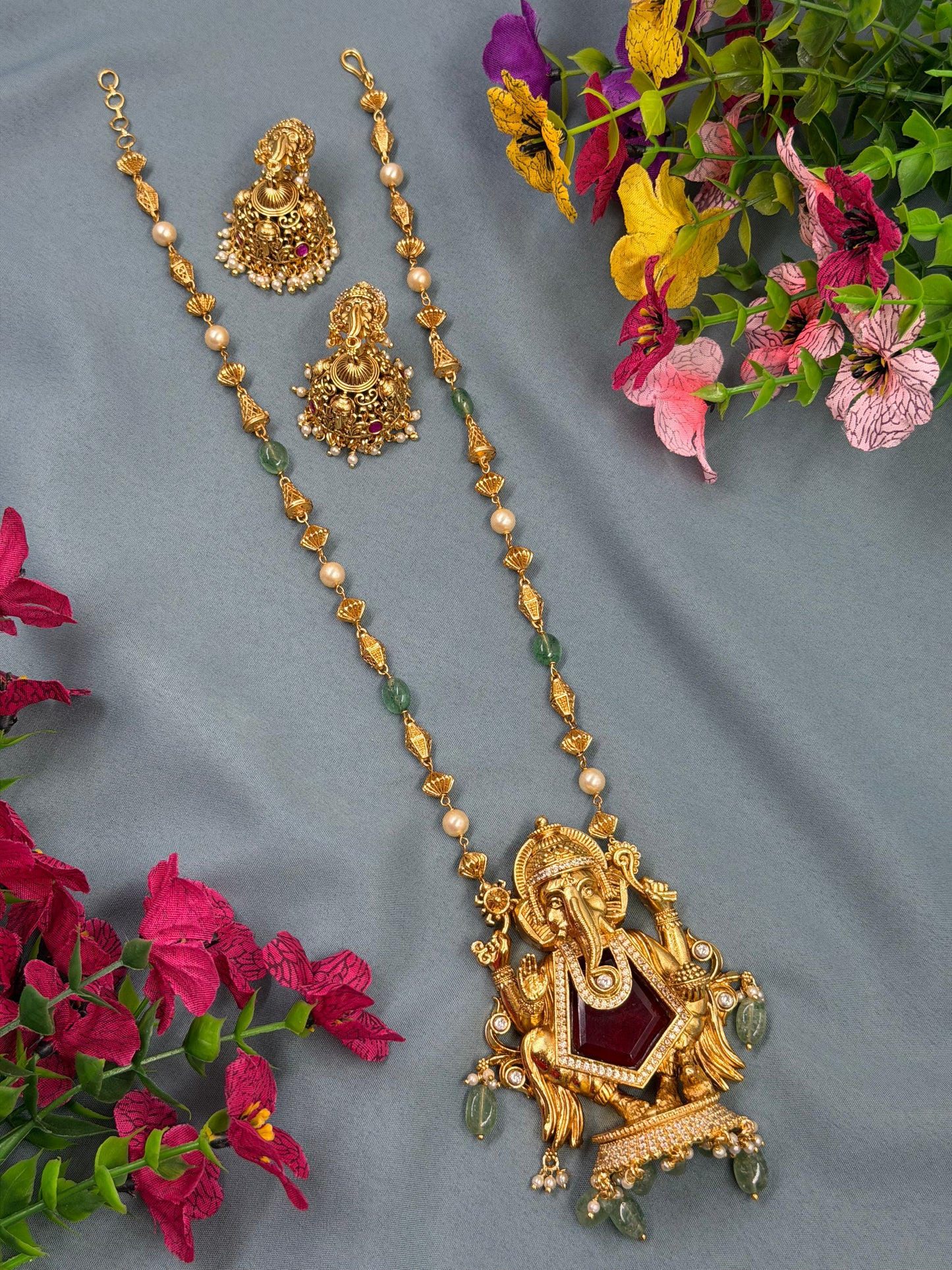 Madhuri South Indian Temple Semi-Long Necklace