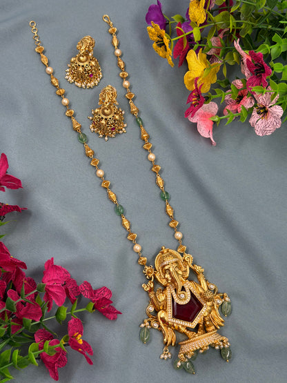 Madhuri South Indian Temple Semi-Long Necklace