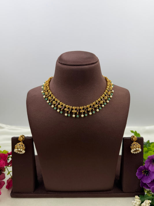 Sharvari South Temple Delicate Necklace Set