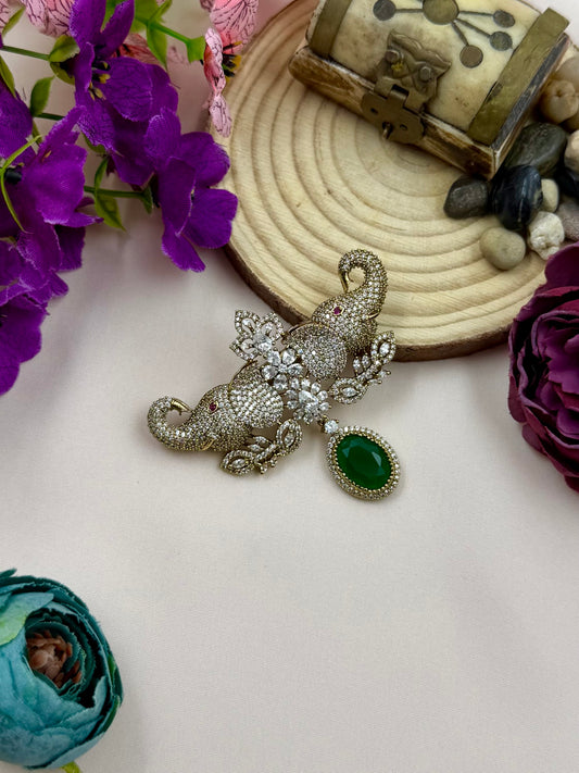 Gajratna Premium Emerald Brooch
