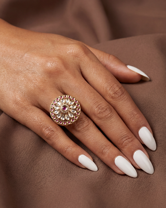 Vija Premium Moissanite Kundan Fingering