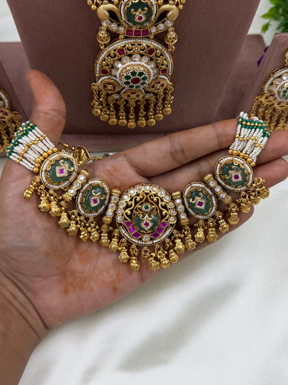 Dhanya Premium Heritage Chorski Combo Necklace Set