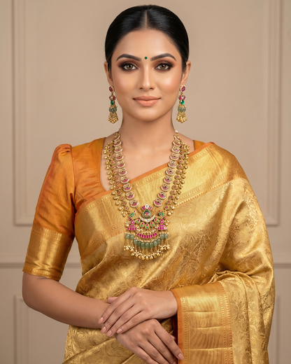 Dipti Pachi Kundan Semi Long Necklace Set