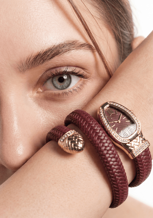 Sansi Snake Leather Oval Watch