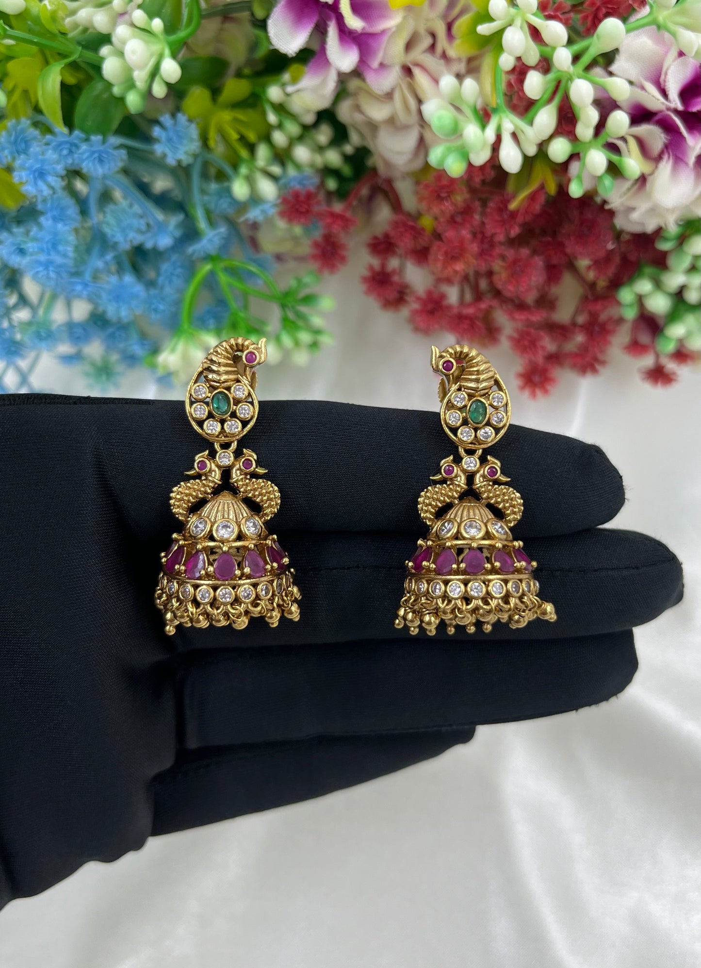 Shruti Gold Ruby Jhumki