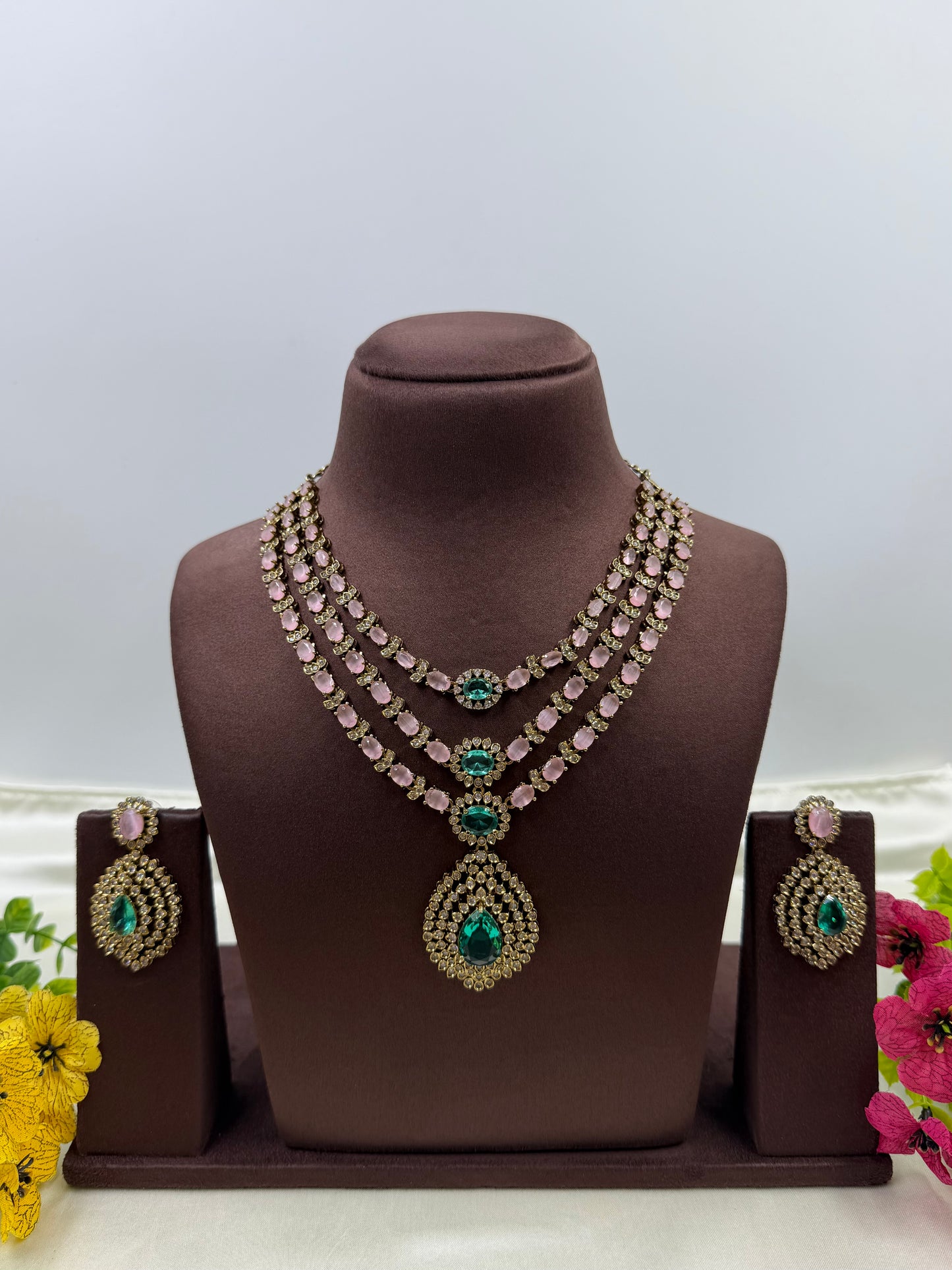 Roshni Victorian Three Layer Necklace Set
