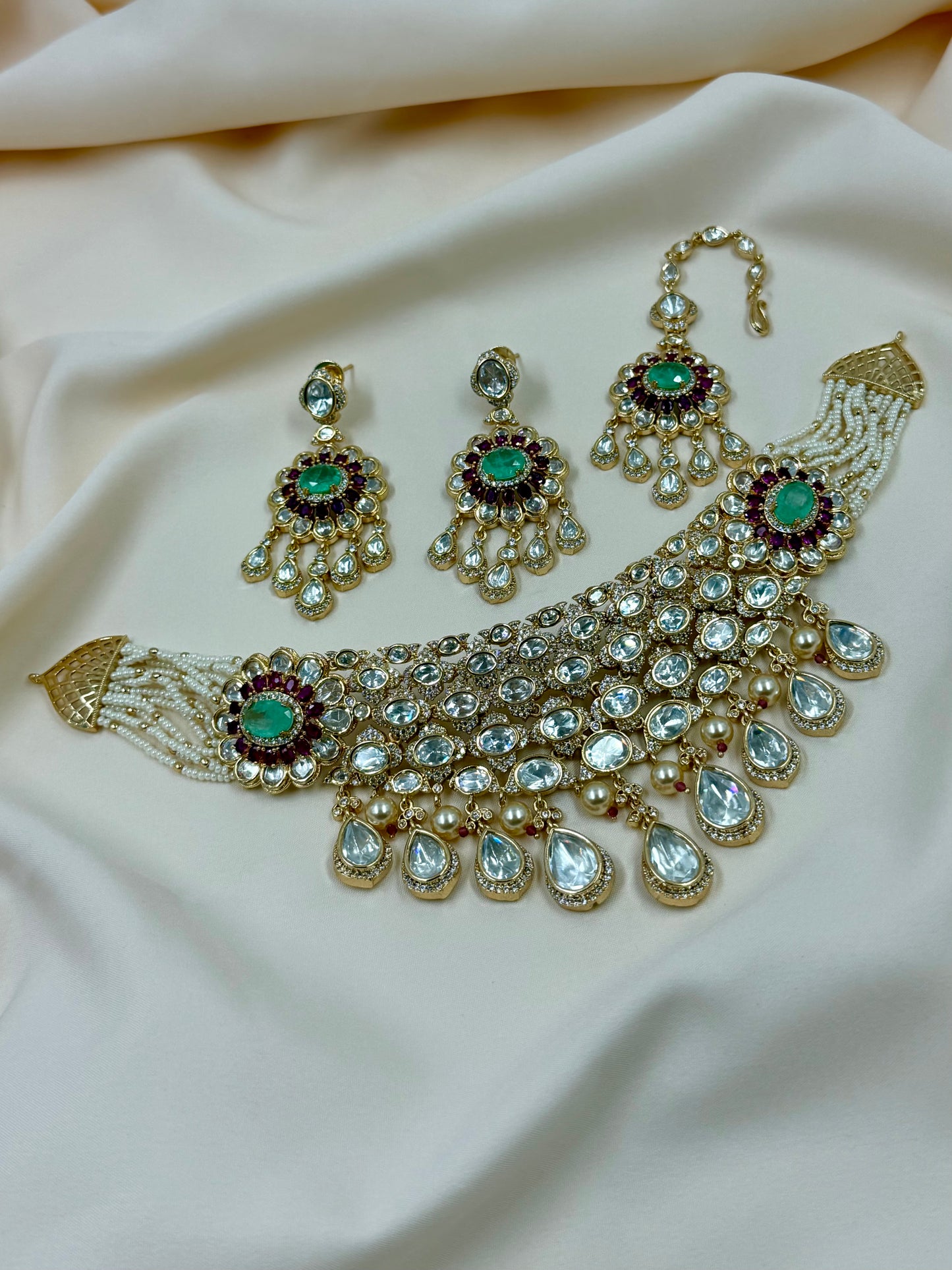 Jhanvi Moissanite Choker Necklace Set