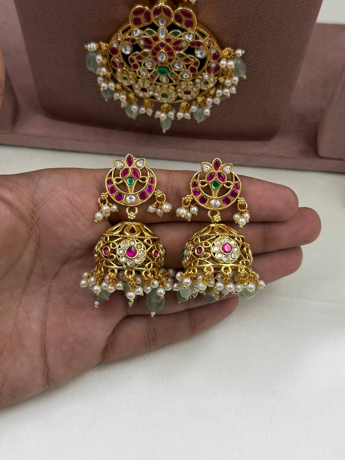Padmavati Pachi Kundan Combo Necklace Set