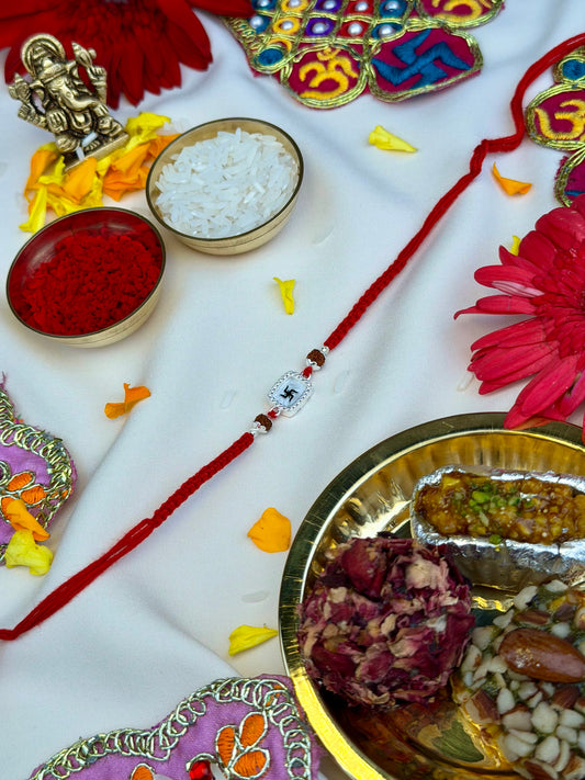 Silver Carat Swastik Rakhi