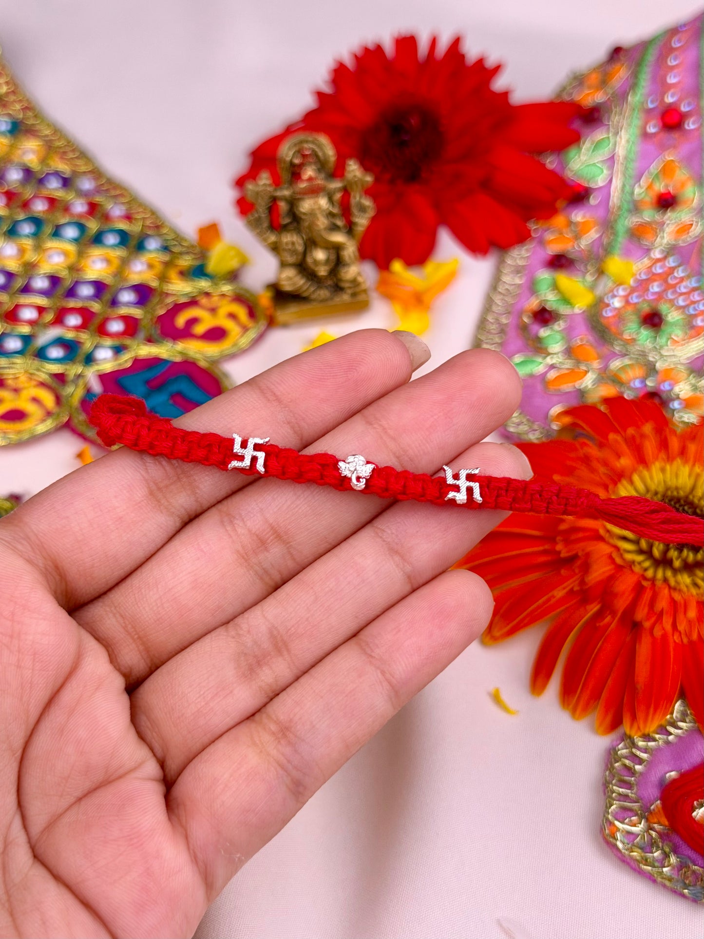 Divine Swastik Silver Rakhi