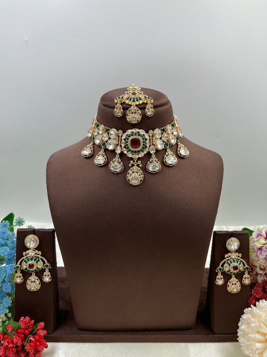 Nayab Moissanite Kundan Choker Necklace