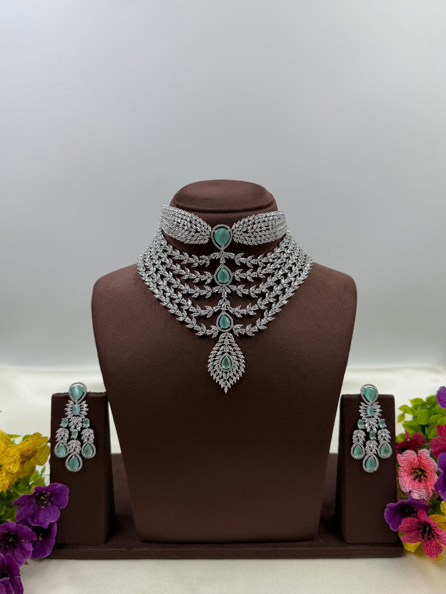 Aisha Premium American Diamond Choker Necklace