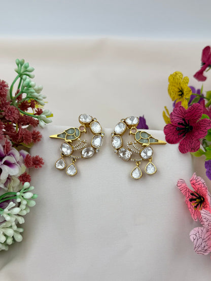 Peacock Enamel Kundan Earring