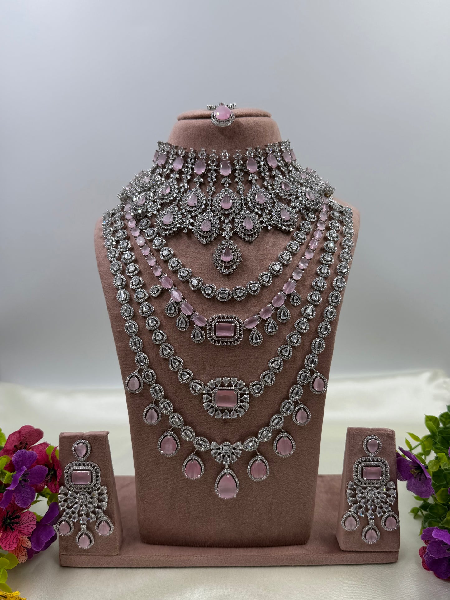 Tina Premium American Diamond Combo Set