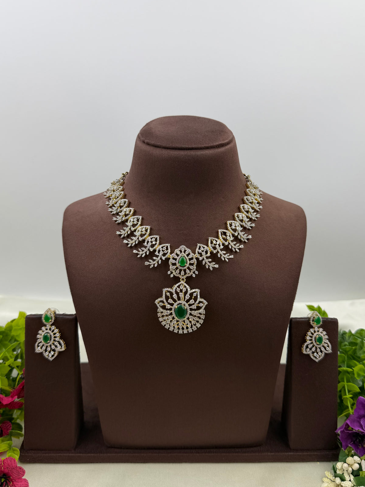 Julie American Diamond Two Tone Necklace Set