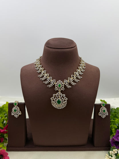 Julie American Diamond Two Tone Necklace Set