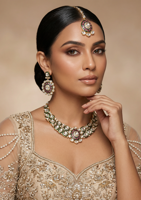 Reena Mina Kari Moissanite Kundan Necklace