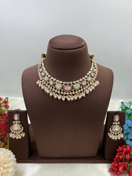 Kesar Moissanite Kundan Necklace