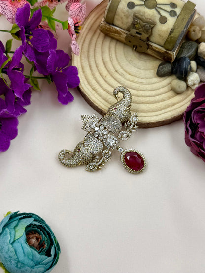 Gajratna Premium Emerald Brooch