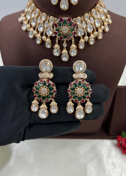 Chitra Moissanite Kundan Choker Necklace