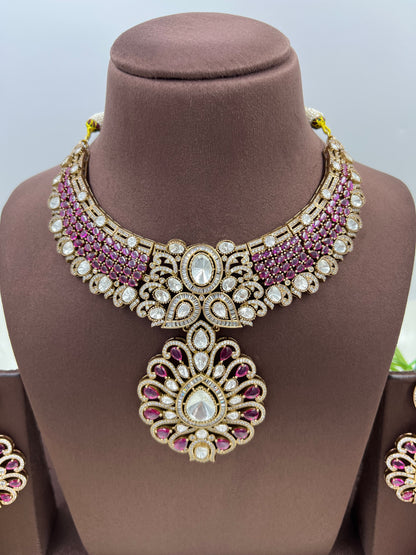 Razia Premium Moissanite Kundan Necklace