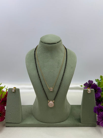Elegant Round Pendant Black Beaded Mangalsutra