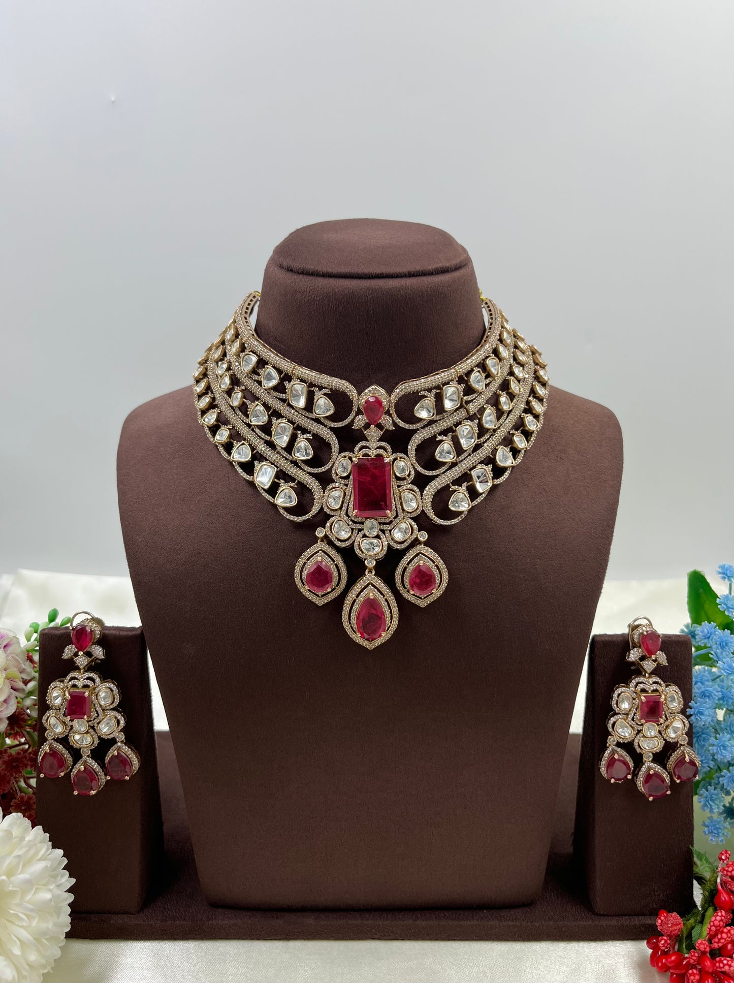 Urmila Jaipuri Moissanite Kundan Choker Necklace