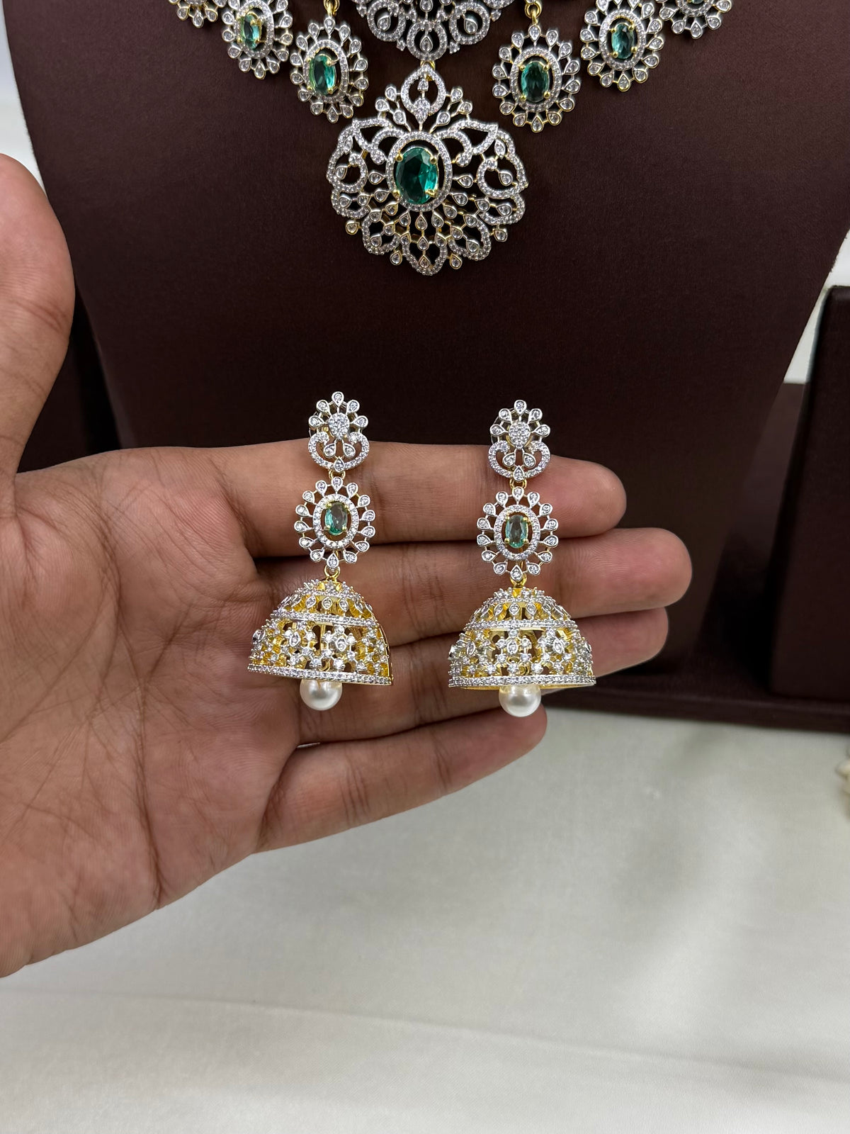 Sufi American Diamond Two Tone Necklace Set