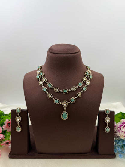 Megha Victorian Double Layer Necklace Set