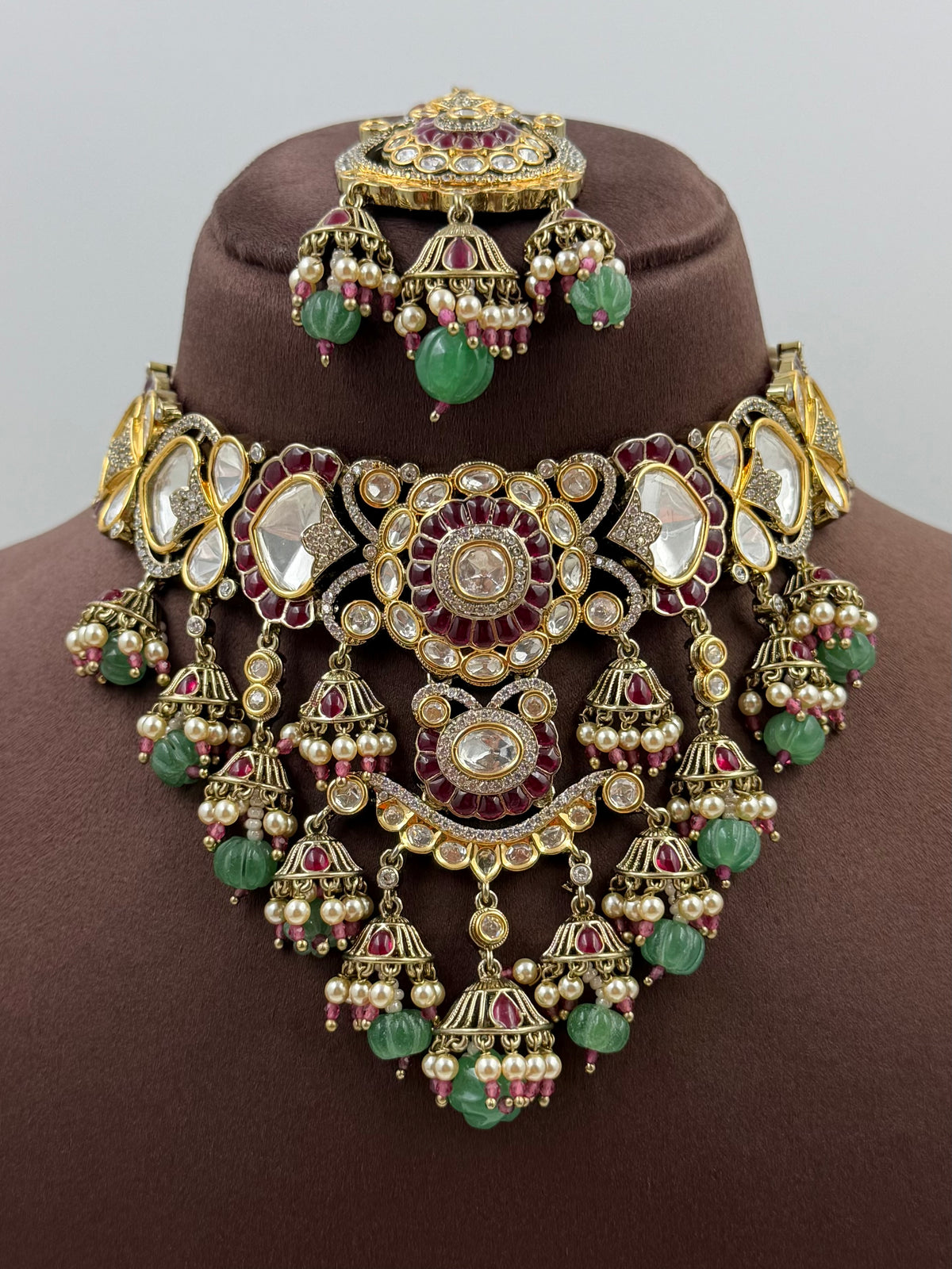 Meera Moissanite Victorian Choker Necklace Set