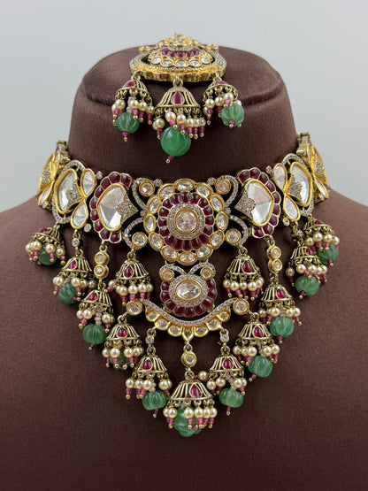 Meera Moissanite Victorian Choker Necklace Set
