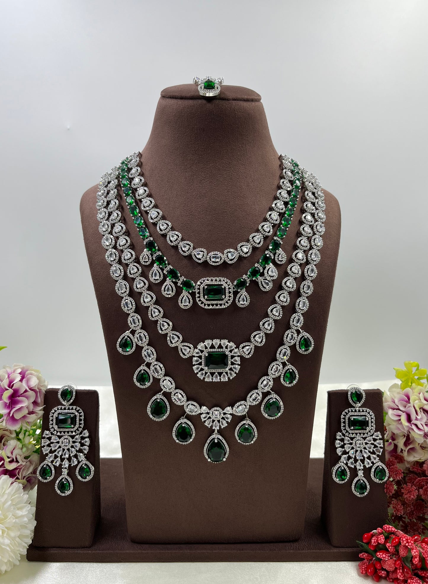Chitra American Dimond Long Necklace Set