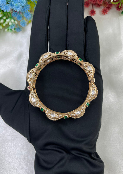 Leela Moissanite Kundan Bangles [Openable]