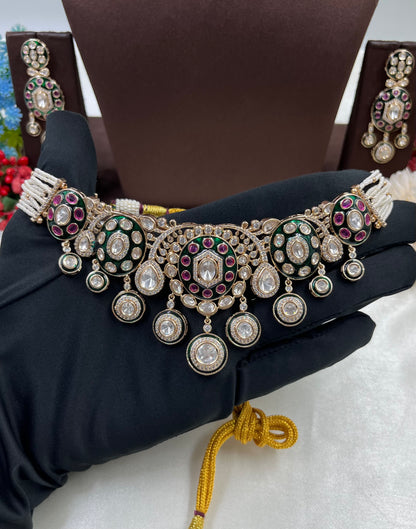 Eshani Moissanite Kundan Choker Necklace