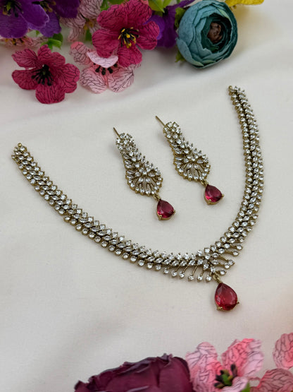 Kareena Victorian American Diamond Delicate Necklace