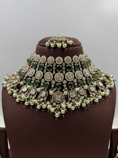 Veenita Victorian Moissanite Choker Necklace Set