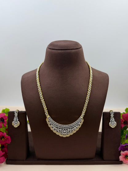 Ele American Diamond Two Tone Necklace Set
