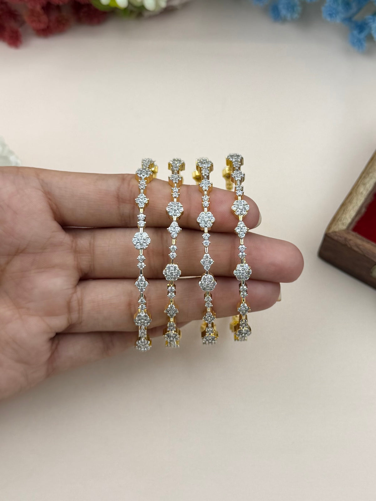 Sophia American Diamond Two Tone Bangles