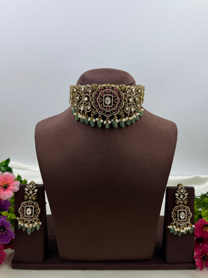 Saanvi Rose Victorian Choker Necklace Set