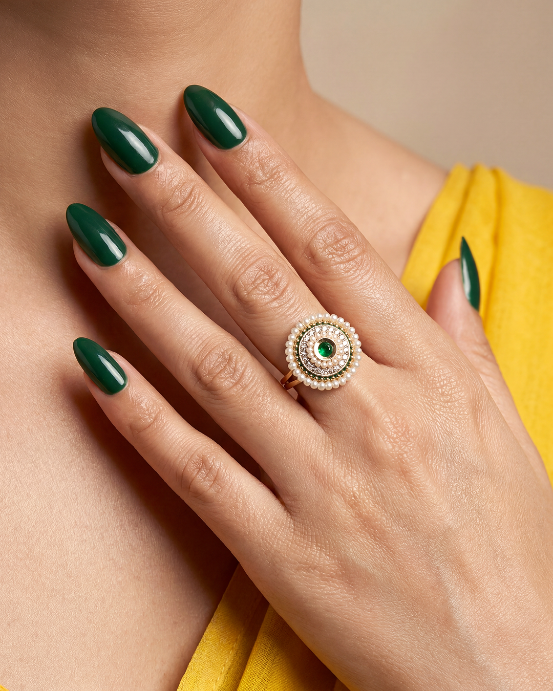 Nivik Premium Moissanite Kundan Fingering