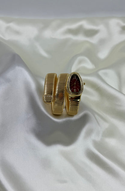 Sansi Snake White Gold Oval Analog Watch (Adjustable)