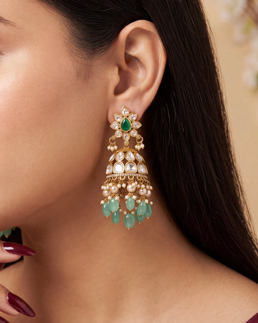 Madhuri Jadau Pachi Kundan Jhumka