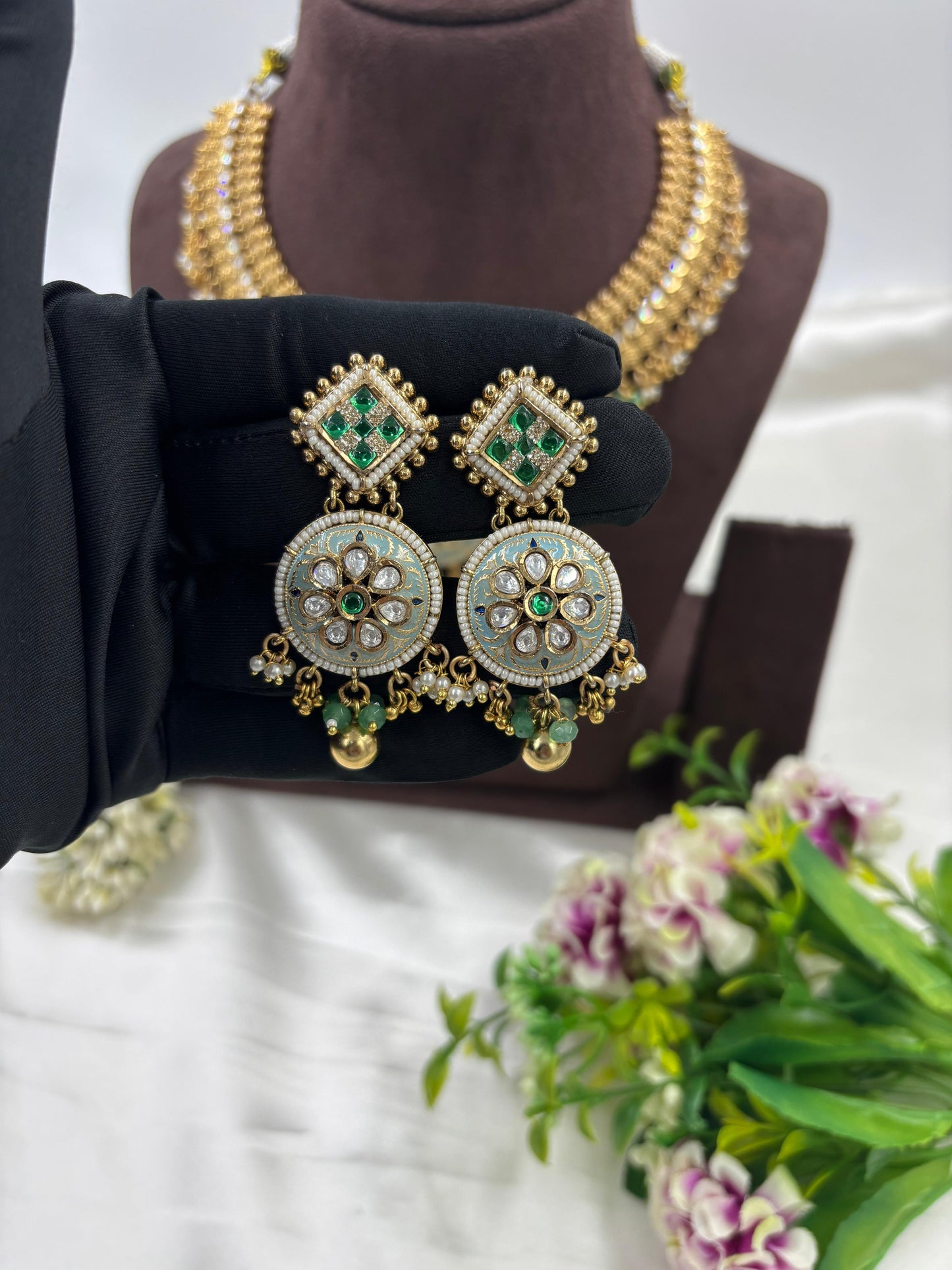 Siera Premium Antique Gold Necklace Set