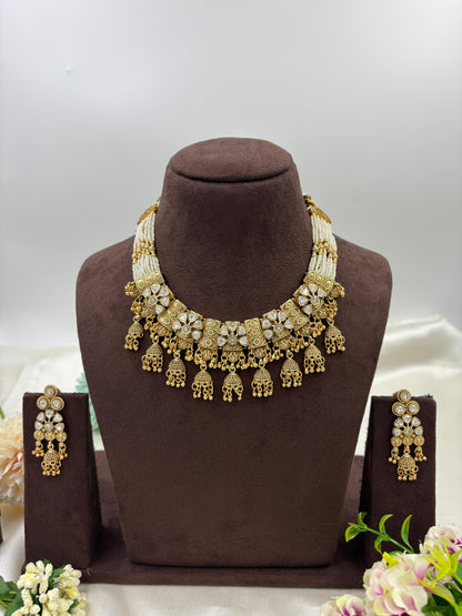 Navi Premium Antique Gold Necklace Set